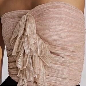 maeve ruffled metallic tube top
